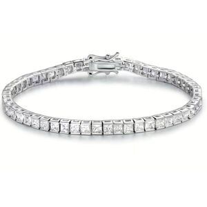 Gorgeous New 15.9 Ct. Princess Cut Sim Diamond Tennis Bracelet~18KWGP